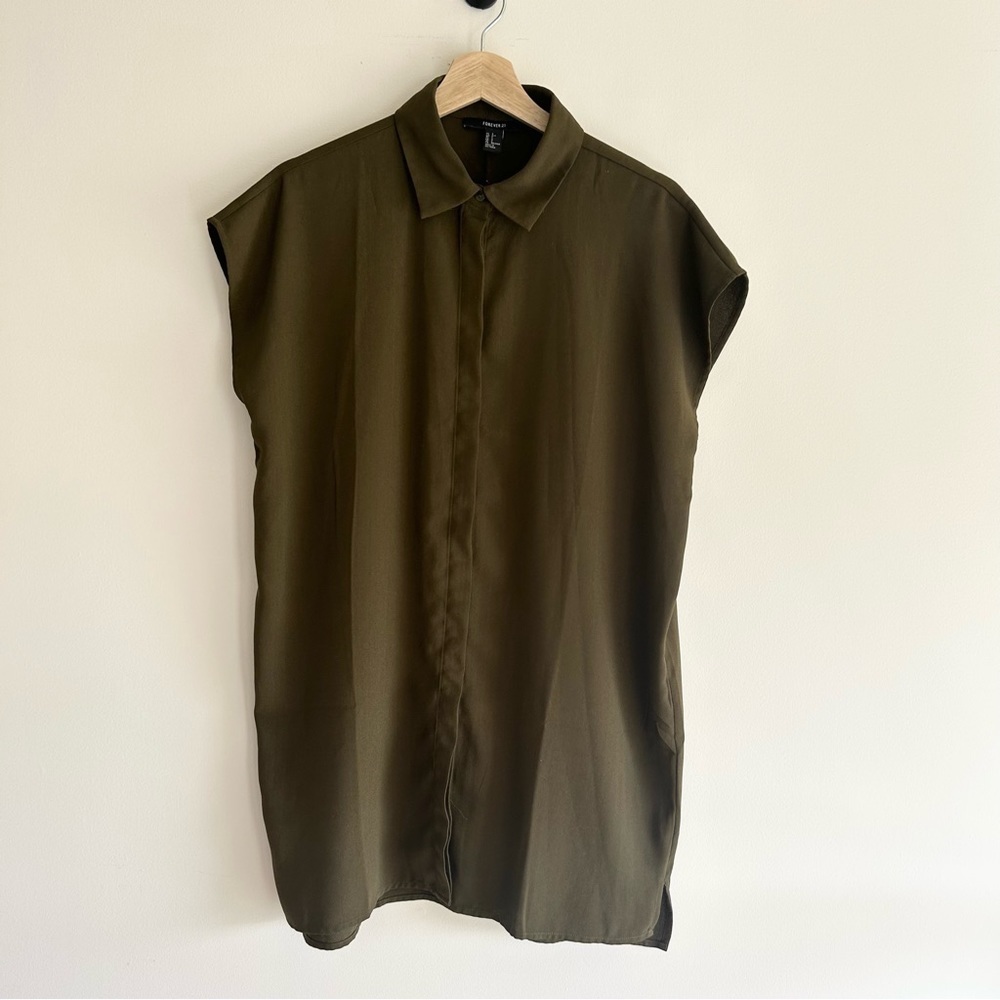 Forever 21 button up khaki dress